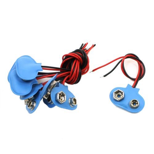 10Pcs Blue Faux Leather T Type 12cm Wired 9V Battery Clip Connectors WA