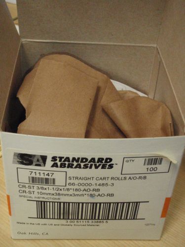 Box of 100: Standard Abrasives 3/8&#034;x1-1/2&#034;x1/8&#034; Full Taper Cartridge Rolls !63B!