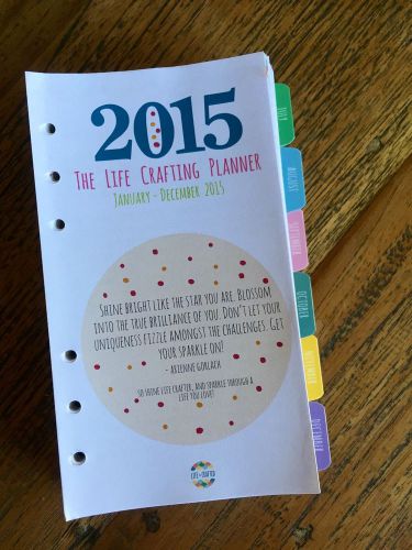 Personal Size Filofax Planner Pages July - December 2015, Life Is Crafted