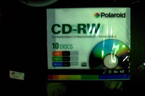 10 ct CD-RW 700mb (4X)Blank Rewritable Polaroid Discs in Slim jewel Case-10
