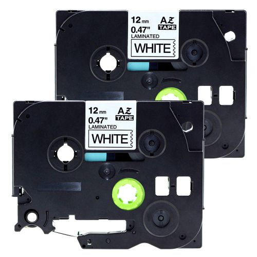 2 pack 12mm 26.2&#039; black on white compatible brother p-touch label tape tze-231 for sale