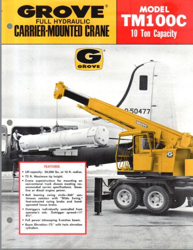 1971 GROVE TM100C 10 TON CRANE BOOM CONSTRUCTION EQUIPMENT BROCHURE