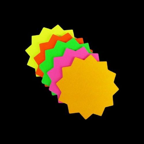 3&#034; x 3&#034; Neon round BUSINESS blacklight glow Star Cards  500 PACK FREE SHIPPING
