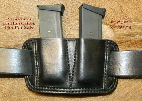 Double MAG POUCH  9mm /.40/.357Sig Single Stack magazine Sig Sauer P239  Leather