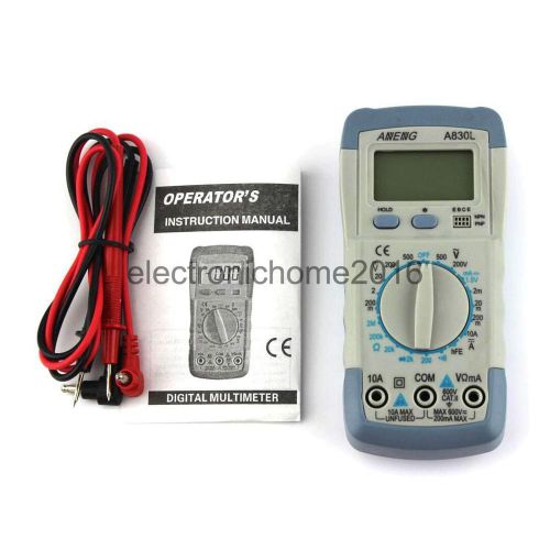 Digital LCD Multimeter DC AC Voltmeter Ammeter OHM A830L Tester-Gray White