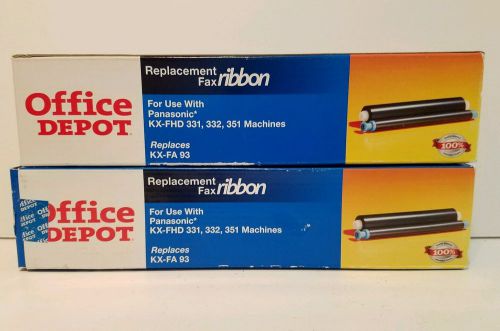 2 Office Depot replacement fax ribbon replaces Fx-fa93 open box sealed content.
