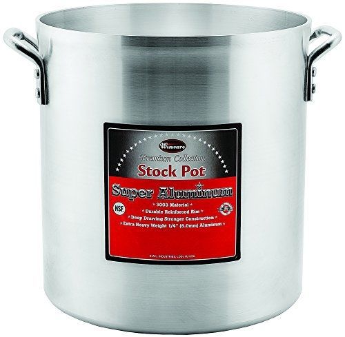 Winco USA Super Aluminum Stock Pot, Extra Heavy Weight, 40 Quart, Aluminum