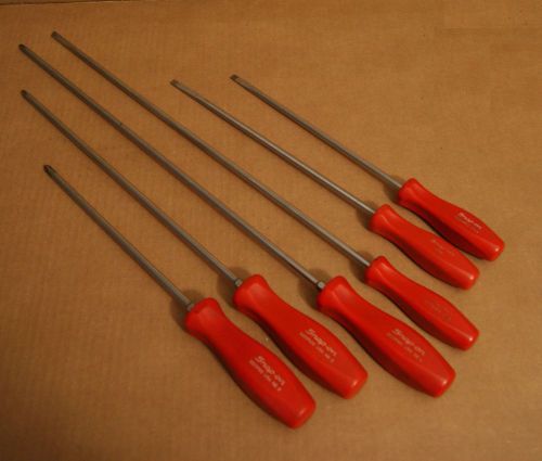 Snap On Tools Screwdriver Set 6pc Red Hard Handle Long Phillips Flat USA