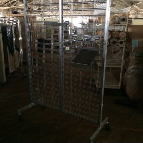 Grid / slat display rolling metal used store fixture gridwall slatwall hook rack for sale