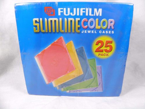 NIB 25 SLIM MINI ASSORTED Color CD Jewel Cases Fulifilm Brand New Unopened