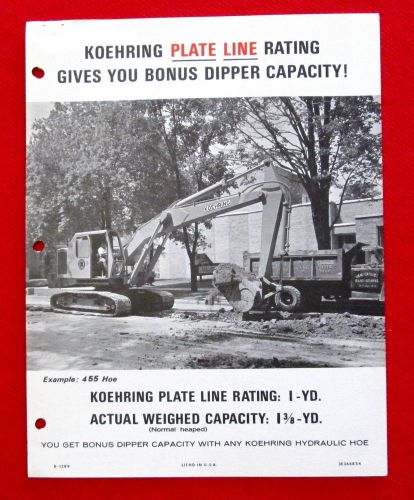 1960s Koehring Plate Line rating Sales Leaflet Heavy Duty Equipment  golc2