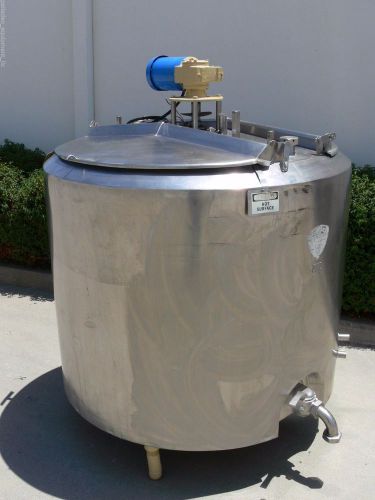 Crepaco 375 Gallon Jacketed Stainless Steel Tank, Vertical Agitation, Spray Ball