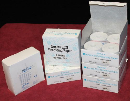Lot 6 new boxes of 4 rolls 45mm grid genuine burdick ecg recording paper 007957 for sale