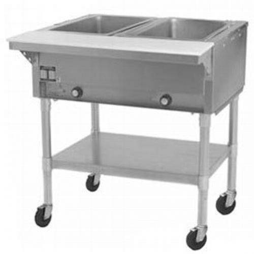 EAGLE GROUP 2-WELL MOBILE ELECTRIC HOT FOOD TABLE W/ GALVANIZED SHELF - PDHT2