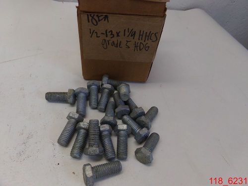 Qty=18 1/2-13 x 1-1/4 hex head cap screws grade 5 plain steel bolts for sale