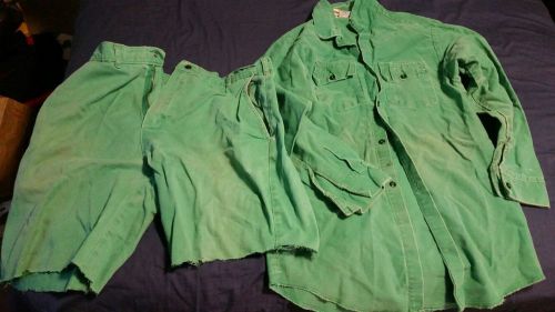 Flame resistant green stanco jacket coat large proban fr-7h pants 36 waist for sale