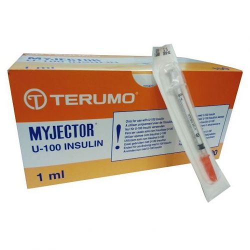Box 100x 1ml terumo insulin sterile syringes - 27g (0.4x 12mm) hypodermic for sale