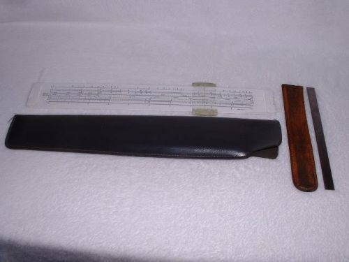 Vintage pickett #120 slide rule &amp; l.s.s. co. #338r 6&#034; metal ruler leather cases for sale