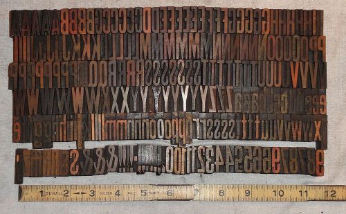 Large 6 Line 1&#034; Gothic XX Condensed Letterpress Wood Type Upper Lower 230 Pieces