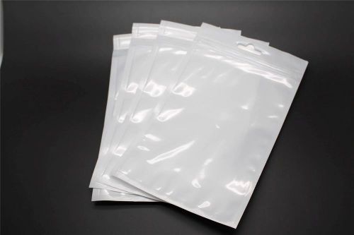 50pcs (7&#034;x 4.25&#034;) White Transparent Ziplock Plastic Bags w/ Hang Hole Tab Tag