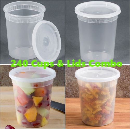 240 sets - 32 oz.(quart size) freezer food storage deli containers tubs + lids for sale