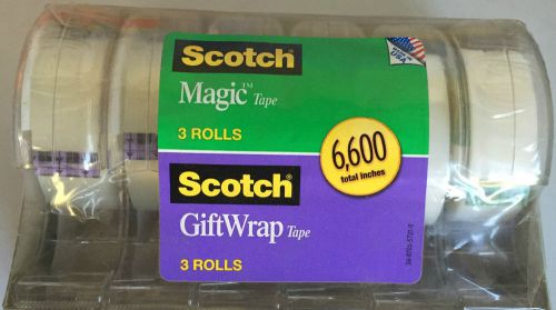 3m scotch gift wrap tape 3 rolls magic tape 3 rolls with dispenser matte finish for sale