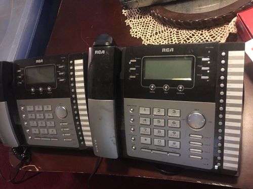Lot of 2 RCA ViSYS Executive/ Business 4 Line Phones 25424RE1 w/ Base, One AC