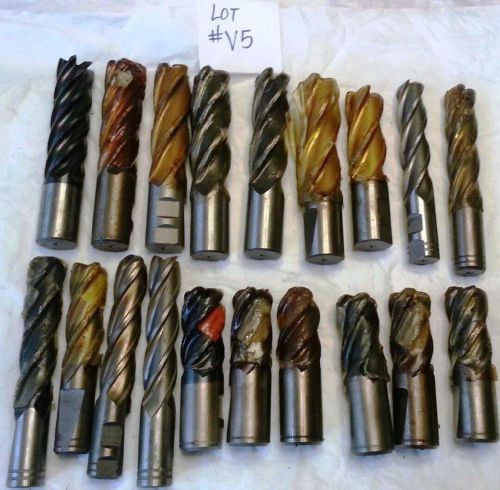 19 Pc. Lot of Used 1&#034; and 1-1/4&#034;  4&amp;6 Flute RH Rex 20 End Mills