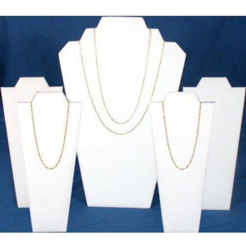 5 White Faux Leather Bust Chain &amp; Necklace Displays