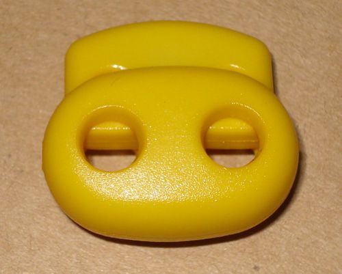 S024 100 pcs 3mm Medium Yellow Bean Plastic 2 Holes Cord lock Stops