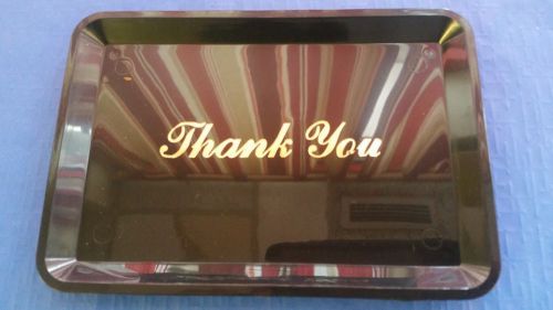 BLACK RESTAURANT BILL/CHECK TIP TRAY WITH &#034;THANK YOU&#034; IN GOLD  ( 12 PER PACK )