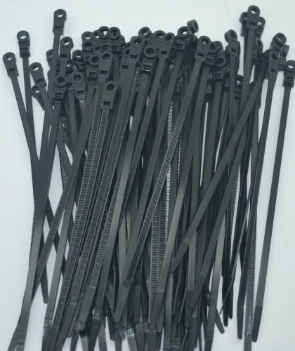 100 perfect vision black mounting hole cable tie zip wraps 7&#034; satellite/cable... for sale