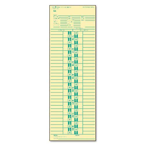 Time Card for Simplex, Semi-Monthly, 3 1/2 x 10 1/2, 500/Box