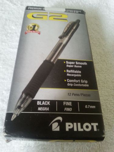 Pilot G2 0.7 mm 12 Pack Black Retractable Premium Gel Ink  + FREE SHIPPING