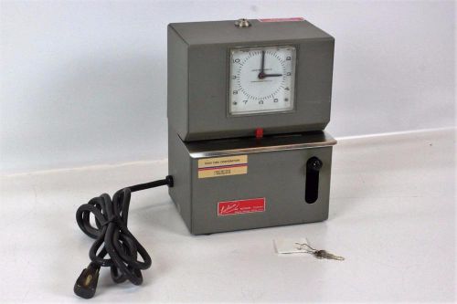 Lathem Time Recorder 2121 Heavy Duty Manual Time Clock Punch~W/ Key~Ex.Cond
