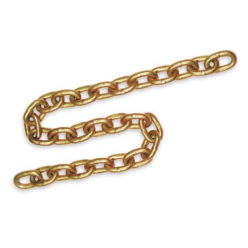 Chain, grade 70, welded chain, 20&#039;, 5/16&#034;, 4700 lb limit, gold chromate, |ov2|rl for sale