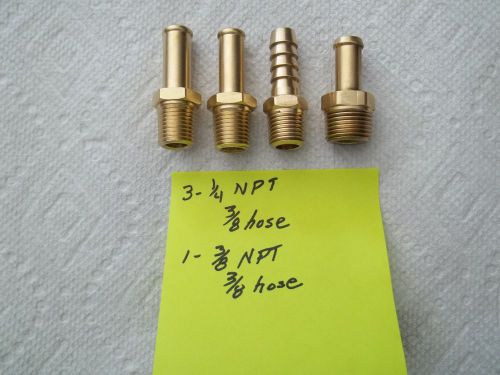 3/8&#034; id hose x 1/4&#034; male npt brass fuel fitting qty 3 &amp; qty 1 3/8npt to 3/8 hose for sale