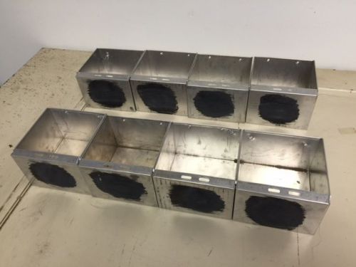lot of (8) eight - &#034;455&#034; 4 x 5 x 5 metal tool / parts bins made in USA