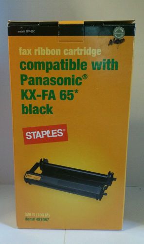 STAPLES FAX RIBBON CARTRIDGE SFP 25C COMPATIBLE  PANASONIC KX-FA65 BLACK  NEW