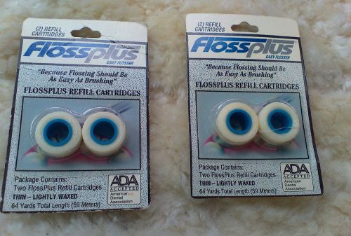 2  packs of Flossplus Dental Floss Refill Cartridges Thin Lightly Waxed 64 yards