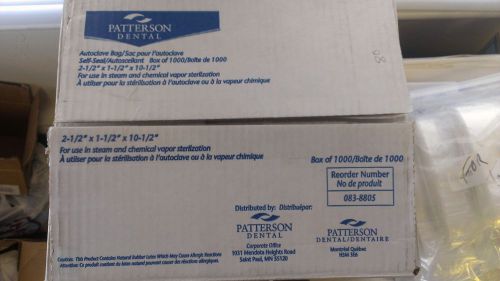 Patterson Autoclave Sterilization Bags Self Seal 2-1/2&#034; x 1-1/2&#034; x 10-1/2&#034;  1000