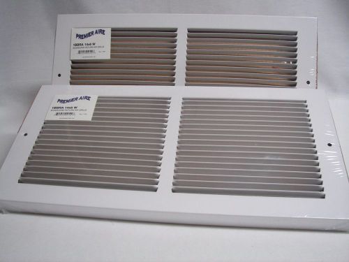 Premier Aire Pair of White Baseboard Register Return Air Grilles 14&#034; x 6&#034; 1BBRA