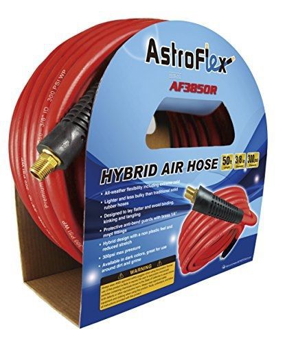 Astro Pneumatic Tool Astro AF3850R Astroflex Hybrid Air Hose, 3/8&#034; x 50&#039;, Red