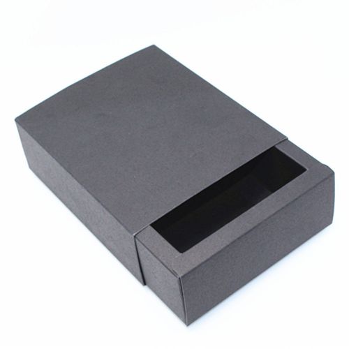 Black Kraft Paper Boxes Gift Craft Box Drawer Style Handmade Packaging Jewelry
