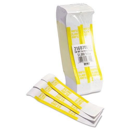 Self-Adhesive Currency Straps, Yellow, $1,000 in $10 Bills, 1000 Bands/Pack