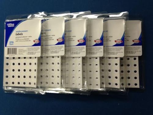 Lot of 6 NEW Packs Office Depot Reinforcement Labels (270/Pack, 1620 Total)