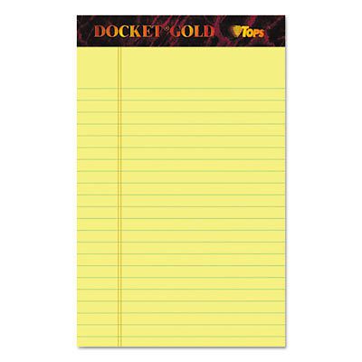 Docket Ruled Perforated Pads, Legal/Wide, 5 x 8, Canary, 50 Sheets, Dozen