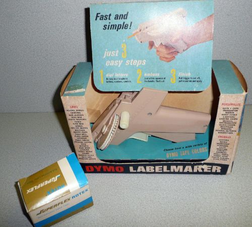 Vintage DYMO LABELMAKER WIth Display Box and Extra Colored Rolls Great Display!
