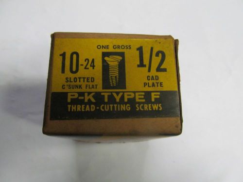 (144) Flat Head Thread-Cutting Screws,10-24 X 1/2&#034; Slotted, Made in USA.
