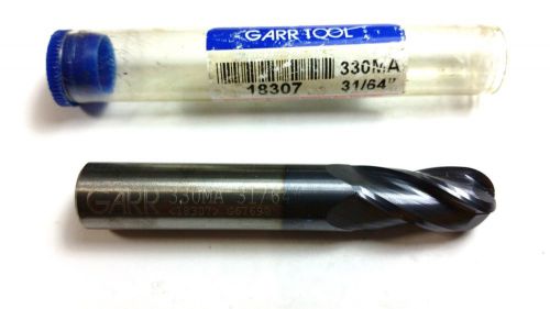 31/64&#034; Garr 18307 Carbide 4 Flute TiALN Ball Nose End Mill (P 870)